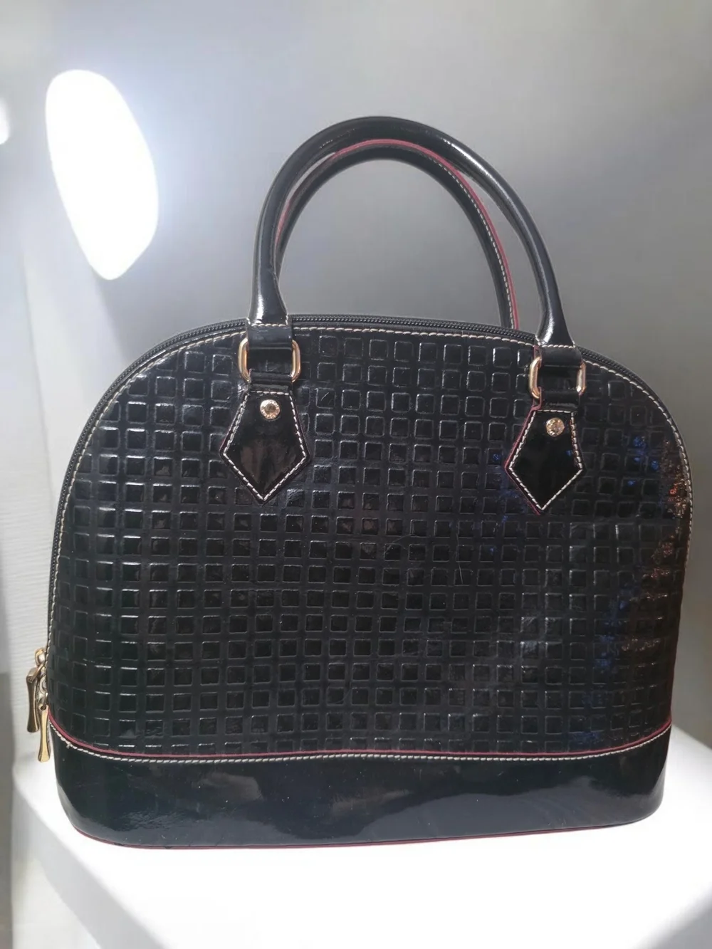 Arcadia Black Patent Satchel